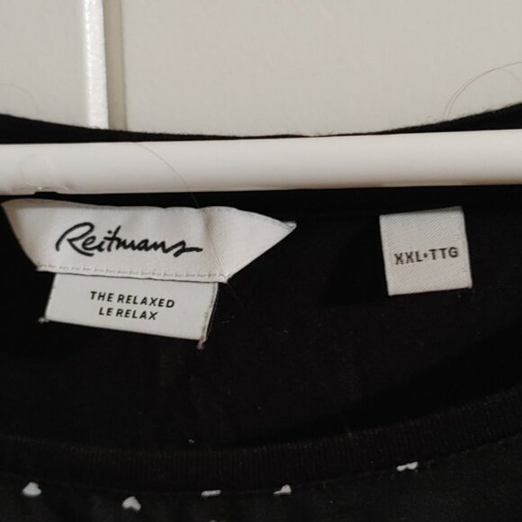 REITMANS plus size XXL black top shirt small white hearts pattern short … - Picture 5 of 6